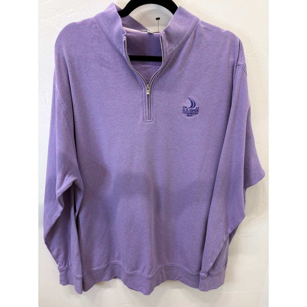 Peter Millar 2015 US Open Chambers Bay Purple Quarter Zip Pullover Mens 2XL